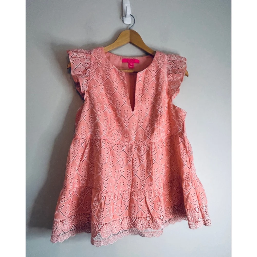 Lilly Pulitzer Keila Eyelet Top Size 6 Hyacinth Embroidered - Picture 12 of 13